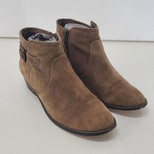 Steve Madden PRIZZZE Ankle Bootie Suede Boots Buckle  Brown Size 7